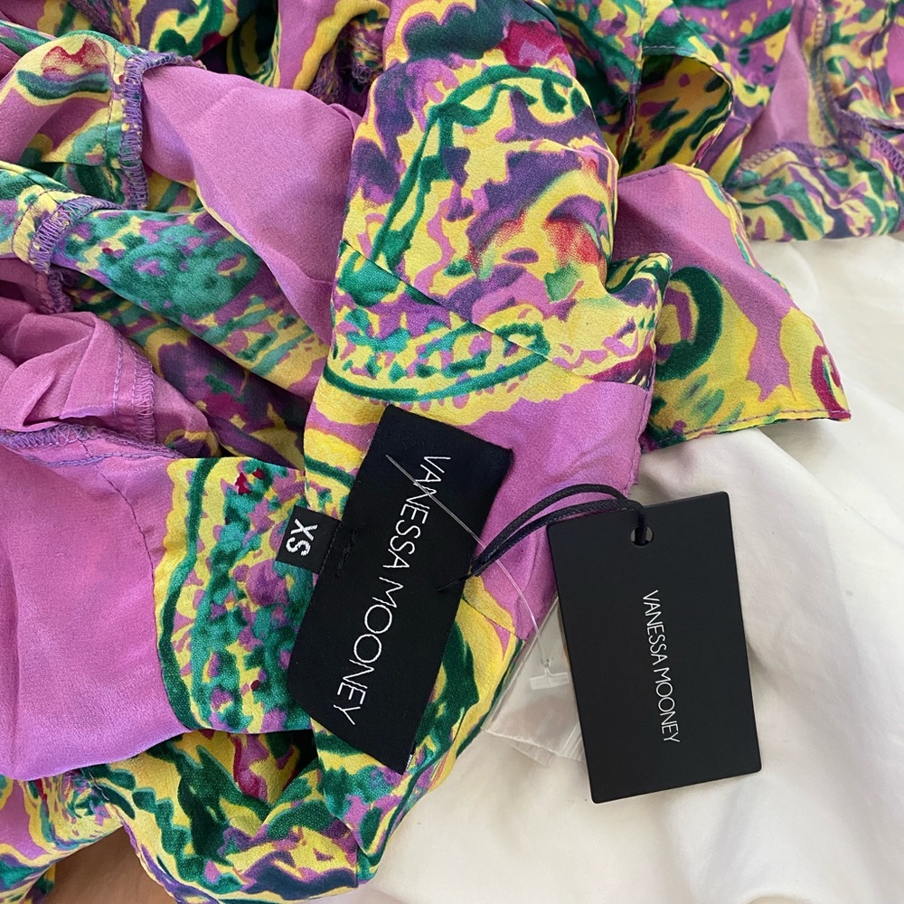 Vanessa Mooney Elisabeth Romper Dress Purple Paisley XS / NWT